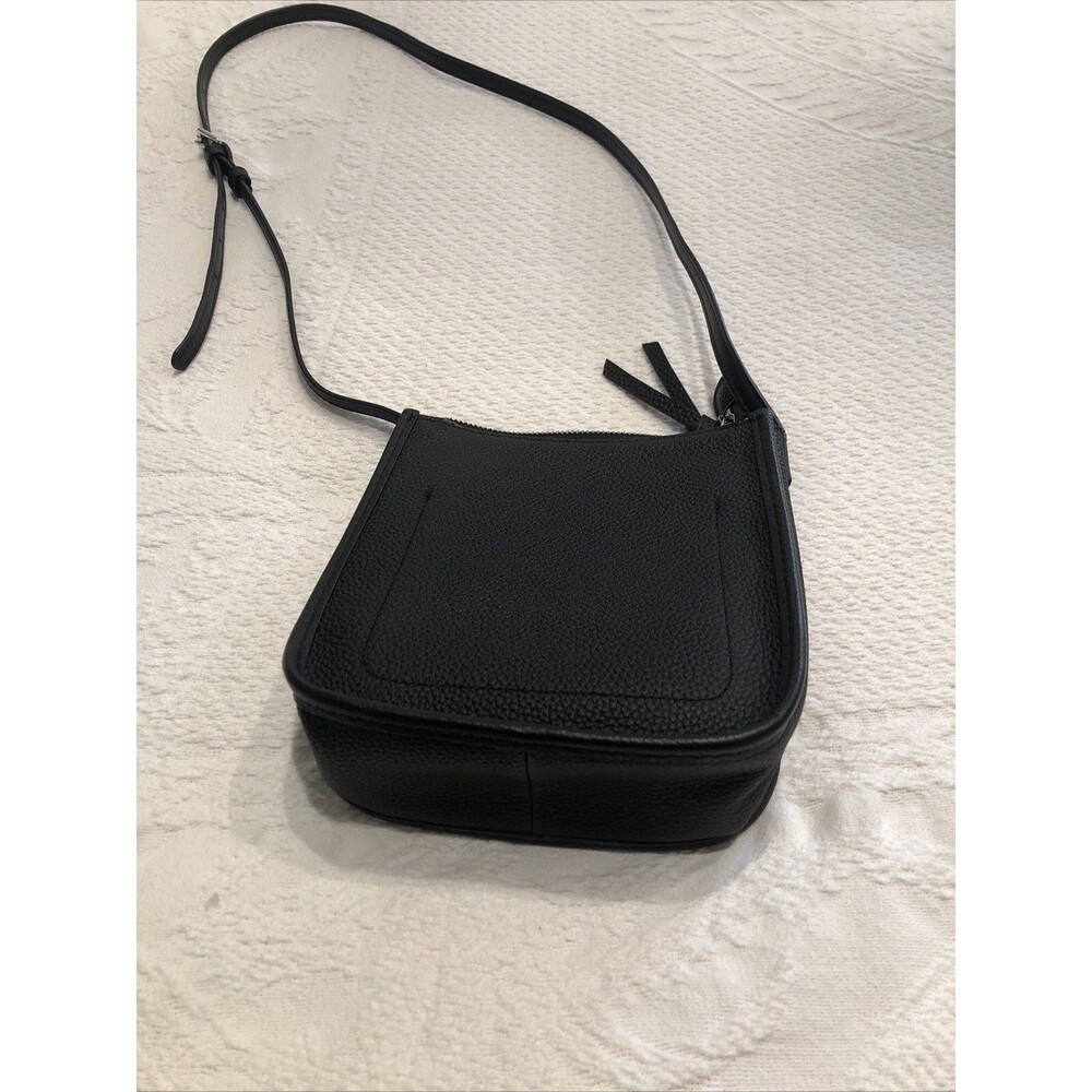 black pebbled leather crossbody shoulder bag